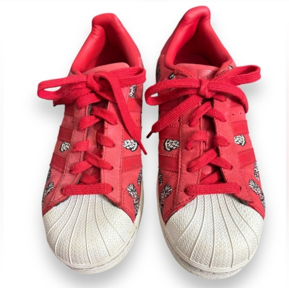 ADIDAS x THE FARM Collab Superstar Pineapple Embroidered Red/Red/White Sneakers - Picture 7 of 9